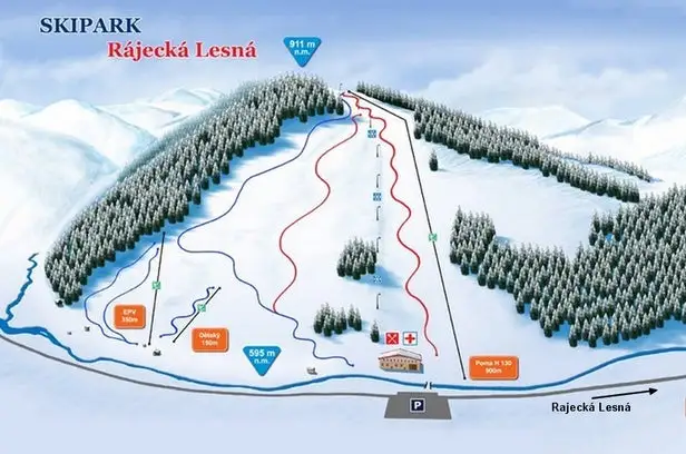 Mapa tras Rajecká Lesná