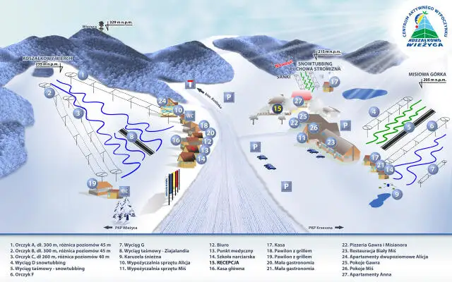 Mapa tras Koszałkowo-Wieżyca