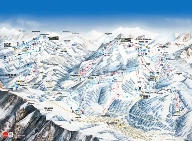 Mapa tras Alpe Cimbra - Folgaria