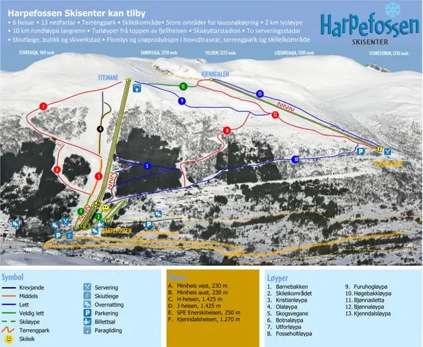 Mapa tras Harpefossen