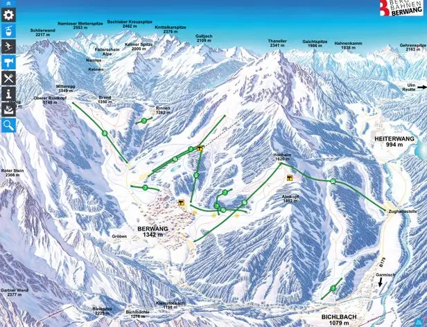 Mapa tras Bichlbach - Berwang