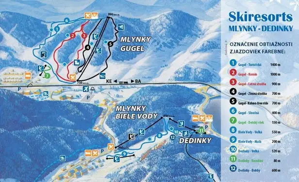 Mapa tras Mlynky - Dedinky