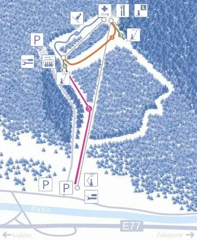 Mapa tras Myślenice