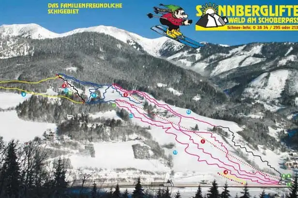 Mapa tras Sonnberglifte Wald am Schoberpass