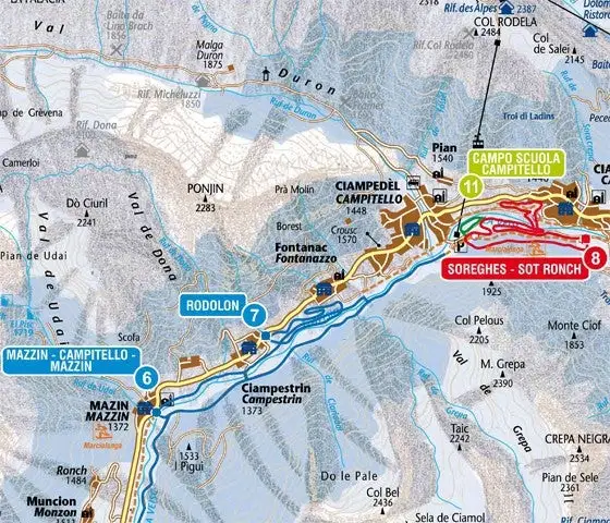 Mapa tras Campitello di Fassa - Col Rodella