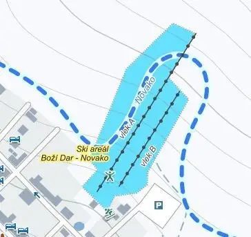 Mapa tras Boží Dar - Novako