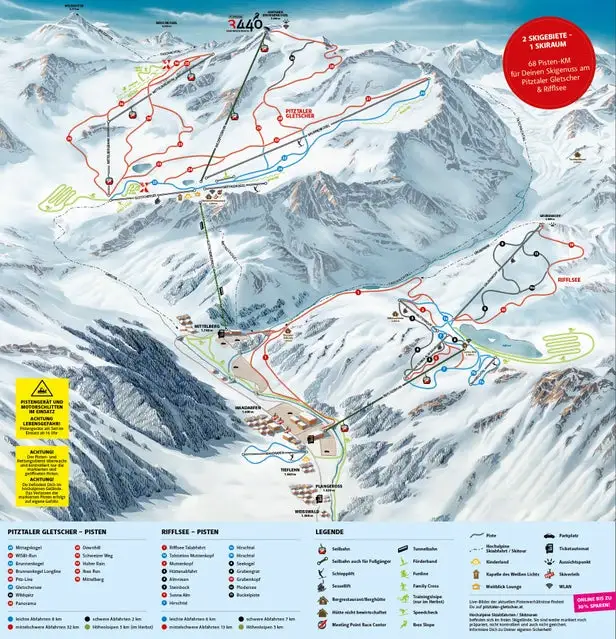 Mapa tras Lodowiec Pitztal