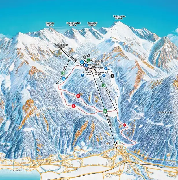 Mapa tras Achensee - Christlum
