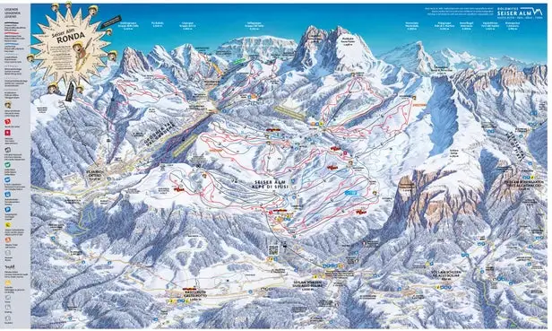 Mapa tras Alpe di Siusi / Seiser Alm