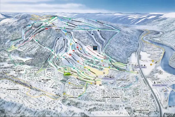 Mapa tras Kläppen Ski Resort
