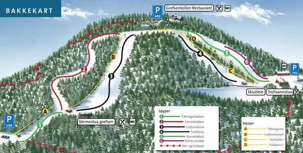 Mapa tras Oslo Skisenter - Grefsenkollen