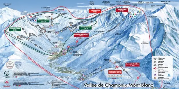 Mapa tras Chamonix Mont-Blanc