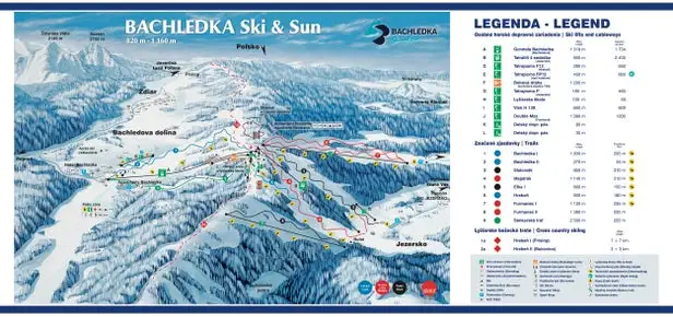 Mapa tras Bachledka Ski&Sun