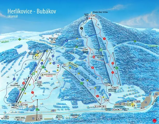 Mapa tras Herlíkovice - Bubákov