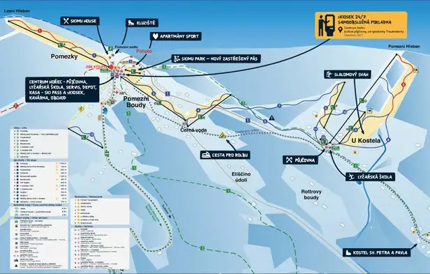 Mapa tras Malá Úpa