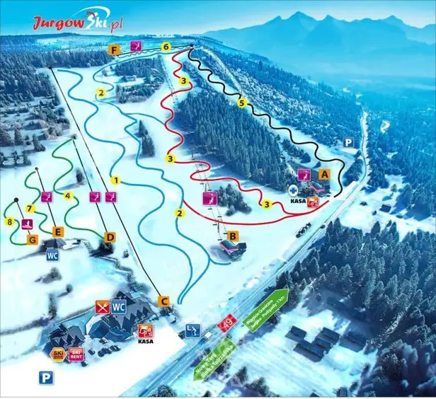 Mapa tras Jurgów - Hawrań