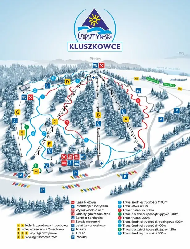 Mapa tras Kluszkowce - Czorsztyn ski