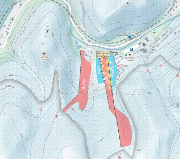 Mapa tras Hrubá Voda