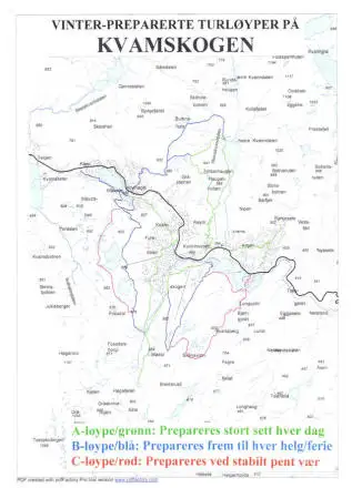 Mapa tras Kvamskogen