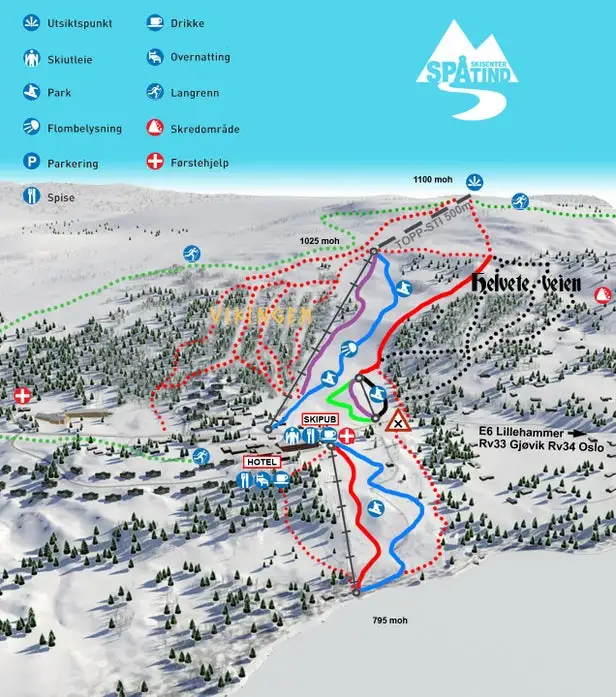 Mapa tras Spåtind Skisenter 