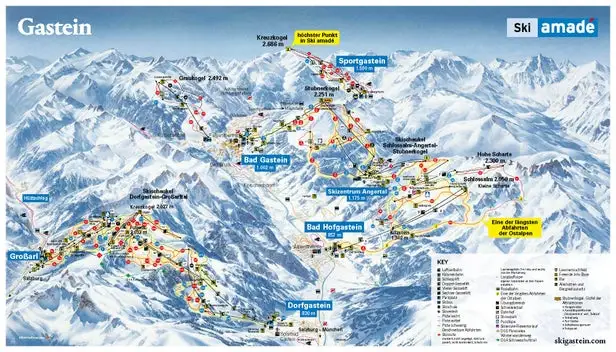 Mapa tras Bad Gastein - Graukogel