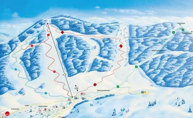 Mapa tras Altglashütten - Skilift Schwarzenbach