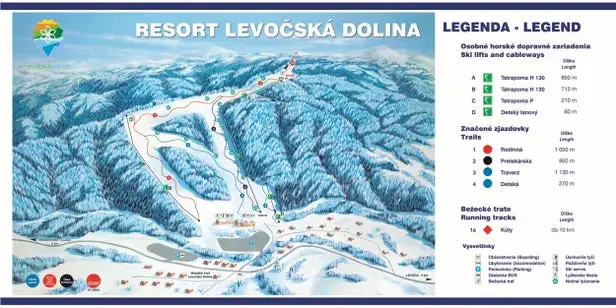 Mapa tras Resort Levočská dolina