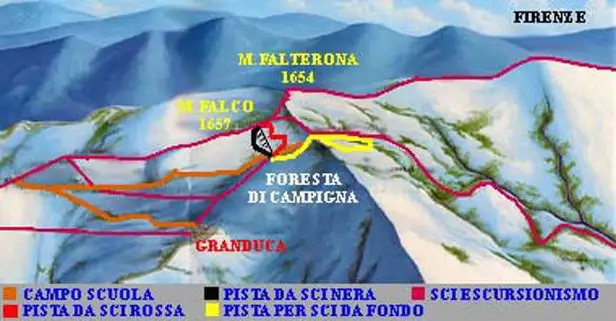Mapa tras Campigna Monte Falco