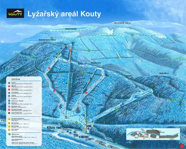 Mapa tras Kouty nad Desnou