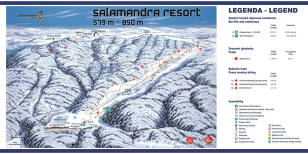 Mapa tras SKI PARK Kubínska