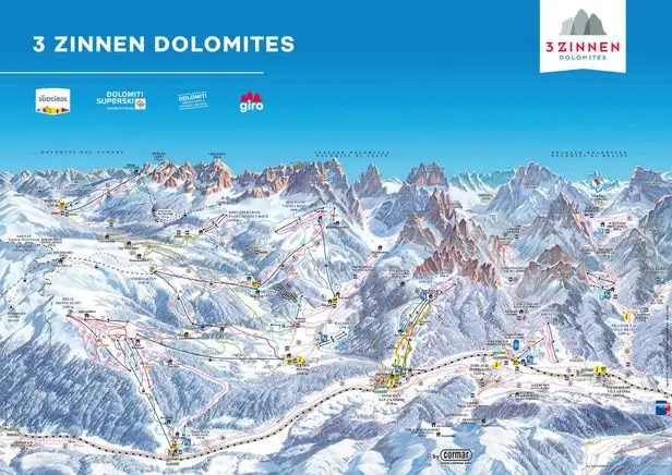 Mapa tras 3 Zinnen Dolomites