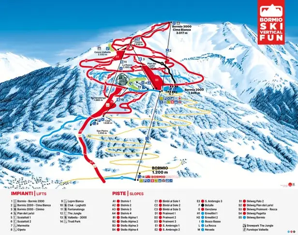 Mapa tras Bormio