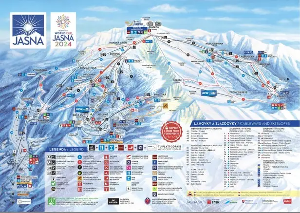 Mapa tras Jasna (Chopok)