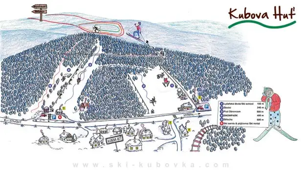 Mapa tras Kubova Huť