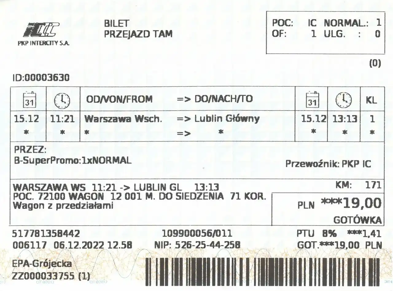 Gdzie jest seria i numer biletu PKP Intercity? Sprawdź!