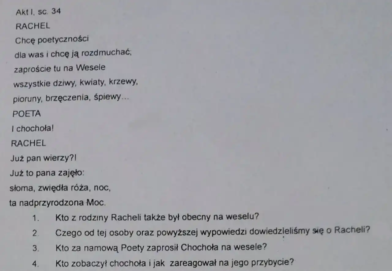 Kto zaprasza chochoła na wesele - Dlaczego to nie tylko Rachela?