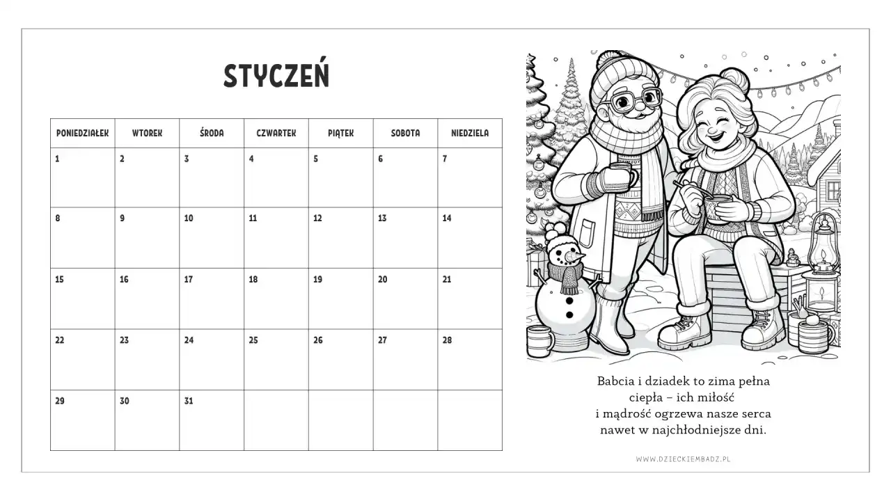 Kalendarz dla Babci i Dziadka: Darmowe Szablony PDF DIY