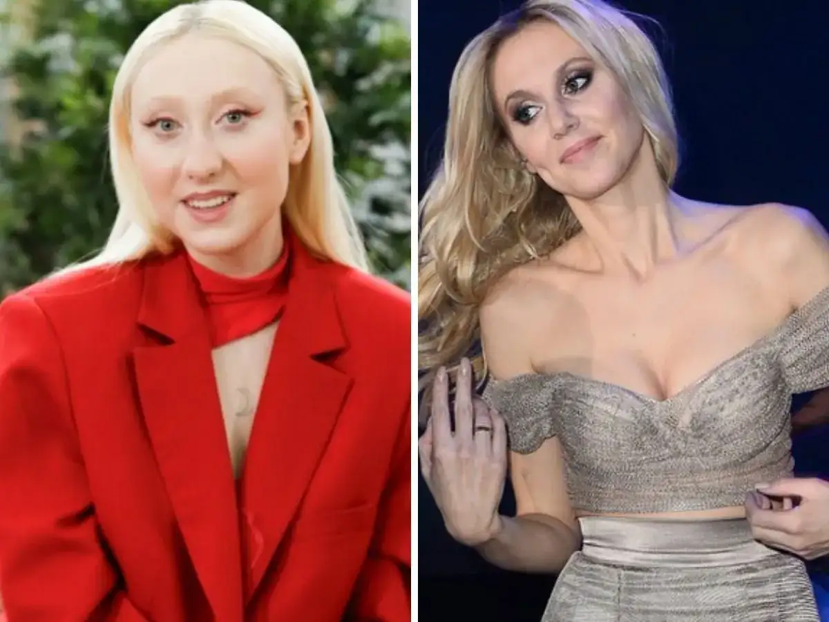 Dwie Kasi Moś: młodsza w czerwonej marynarce, starsza w srebrnej kreacji. Ile lat ma Kasia Moś?