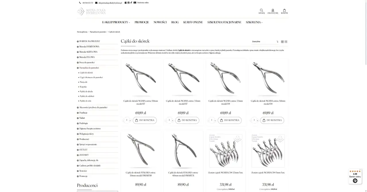 Cążki do skórek to niezbędne narzędzie do precyzyjnego manicure. Na tej półce znajdziesz różne modele, które ułatwią Ci pracę.