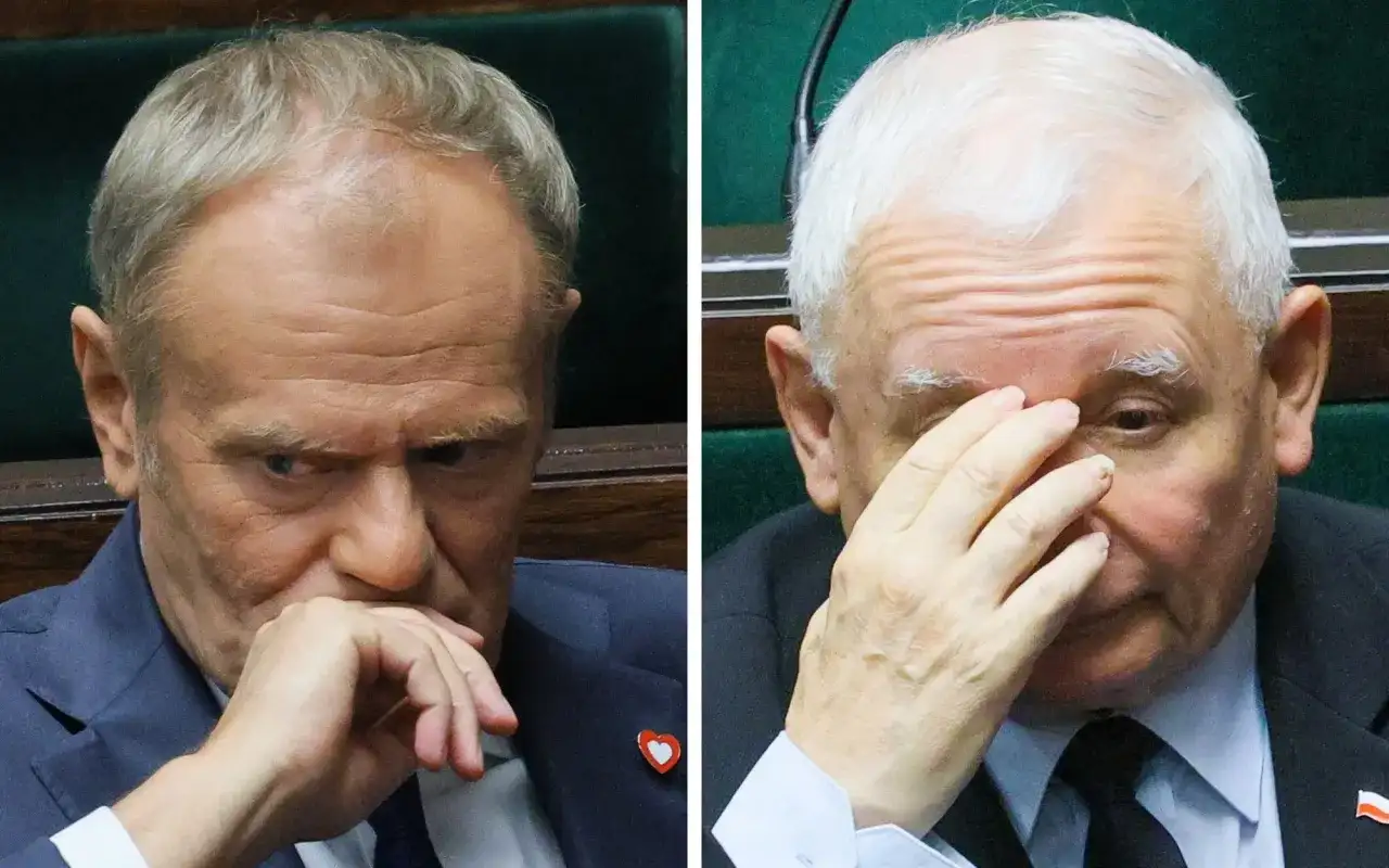 Dwaj politycy w Sejmie, jeden z serduszkiem, drugi zmartwiony. Kiedy skończą się rządy PiS?