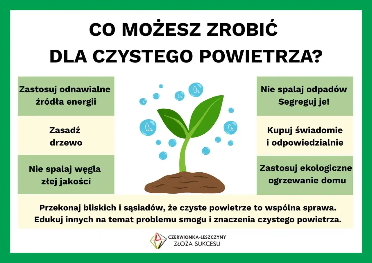 Zastosuj ekologiczne źródła energii, sadź drzewa i dbaj o czyste powietrze.