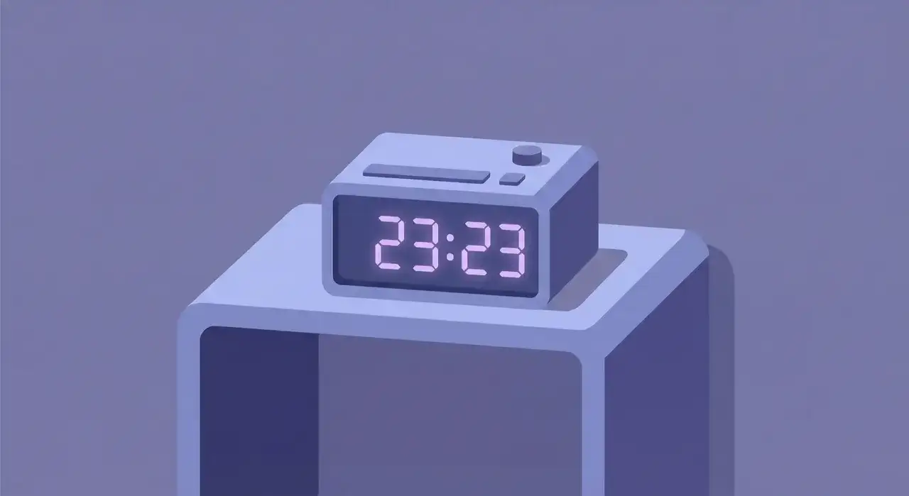 Cyfrowy zegar pokazuje 23:23. Może to być znak, że czas na sen, lub symbol czegoś więcej.