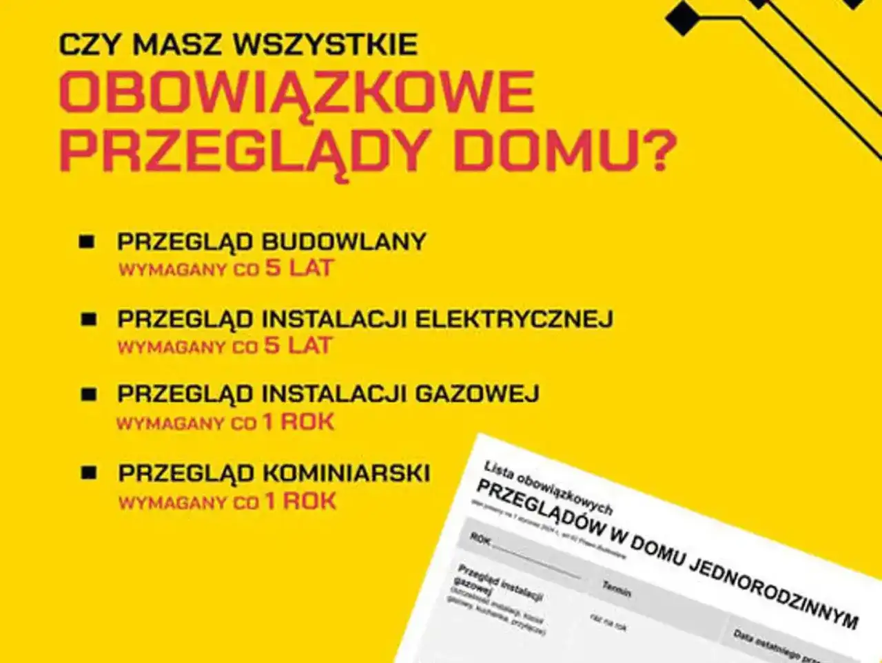 Przegląd instalacji gazowej i wentylacji to jeden z obowiązkowych przeglądów domu. Sprawdź, czy masz wszystkie przeglądy domu.