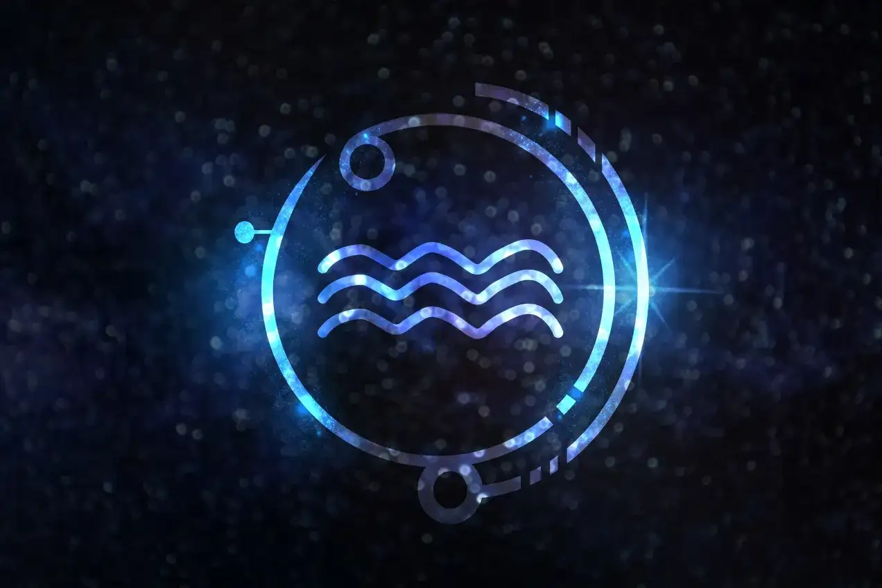 Symbol Wodnika, 24 stycznia znak zodiaku, na tle kosmicznym.
