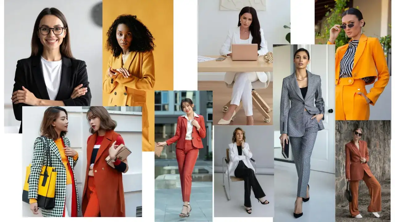 Kobiety w stylizacjach business casual: garnitury, marynarki i eleganckie spodnie. Inspiracje dla nowoczesnej kobiety sukcesu.