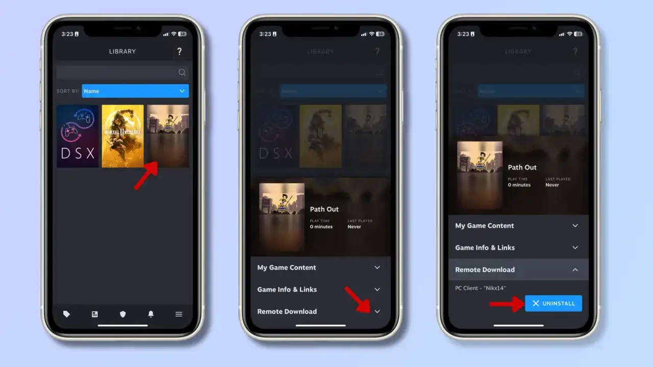 Jak usunąć grę z biblioteki Steam: wybierz grę, rozwiń "Remote Download", kliknij "Uninstall".