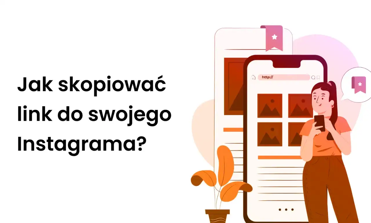 Kobieta z telefonem uczy się, jak skopiować link do swojego Instagrama.