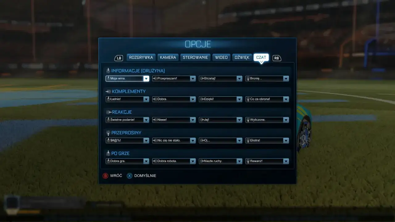 Ekran opcji gry, zakładka "Czat". Tutaj możesz dostosować komunikaty, które pojawią się w grze. To nie jest ekran, jak zmienić język na Steam.
