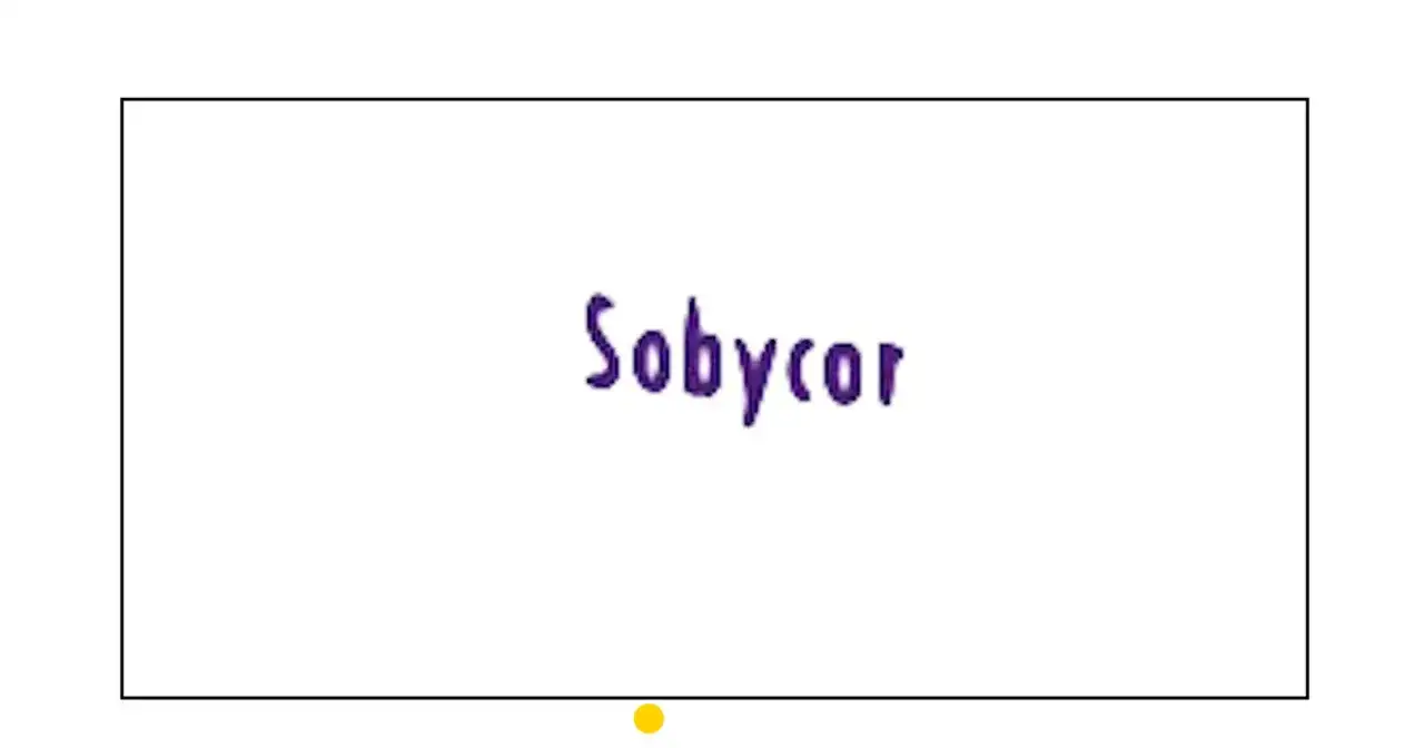 Fioletowy napis "Sobycor" na białym tle.