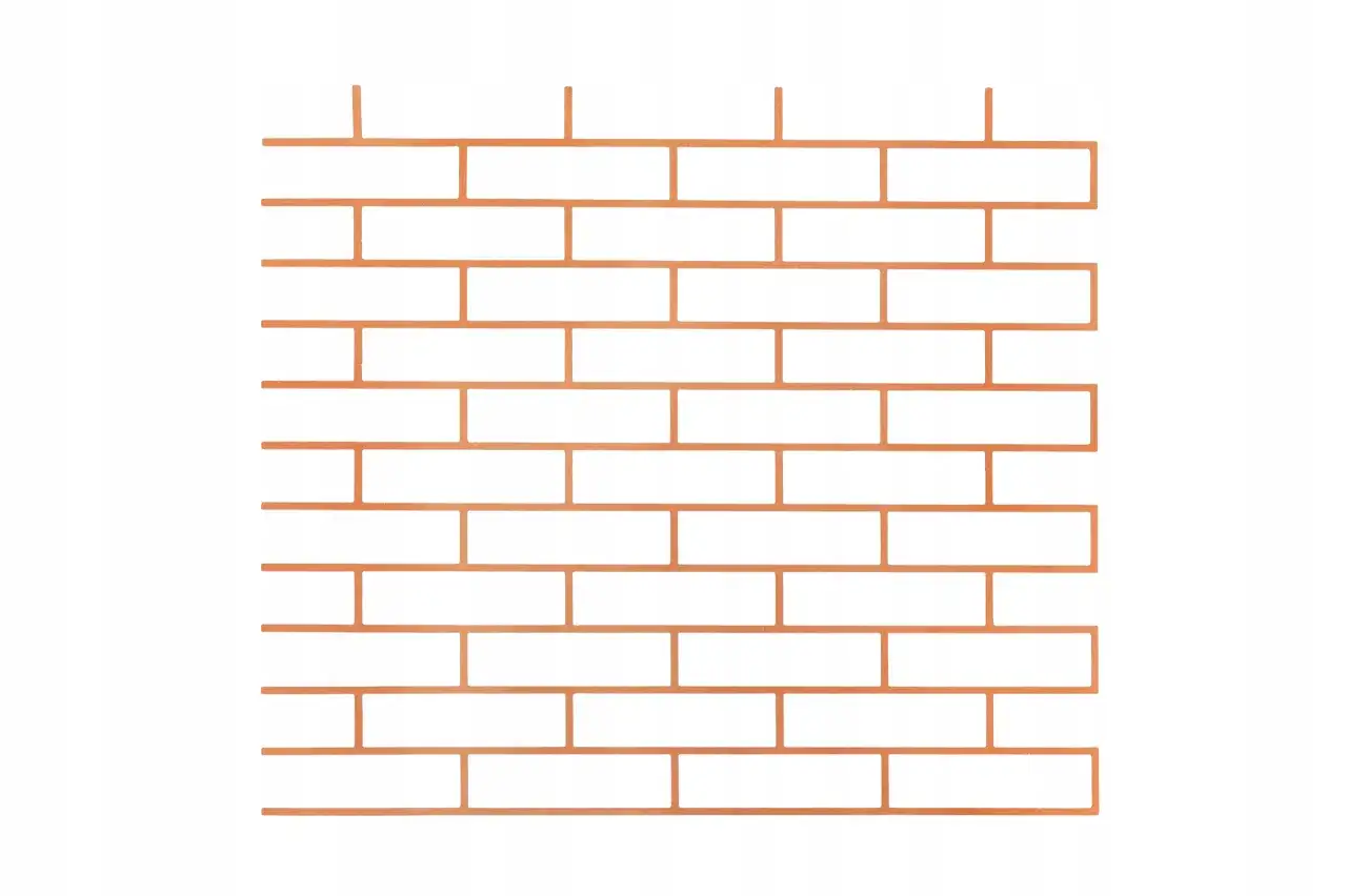 Pomarańczowy szablon do murowania imitujący ceglaną ścianę.